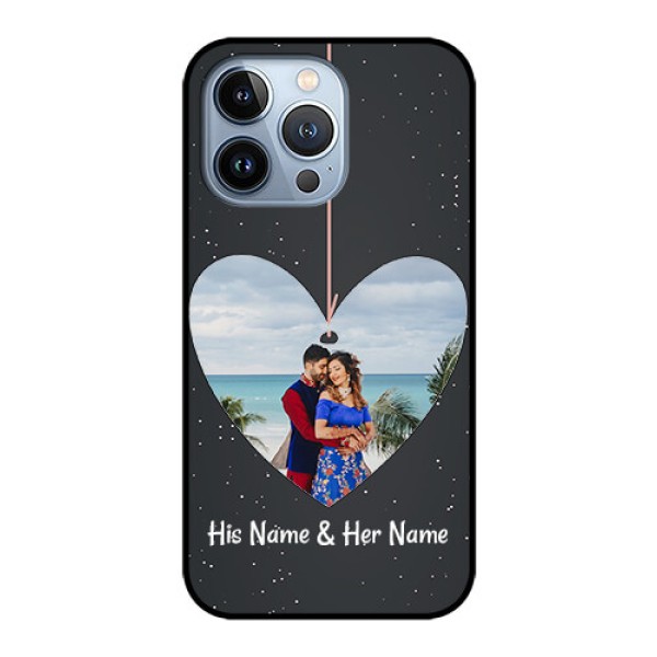 iPhone 13 Pro Custom Glass Phone Case - Hanging Heart Design