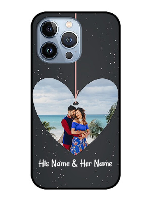 Custom iPhone 13 Pro Custom Glass Phone Case - Hanging Heart Design