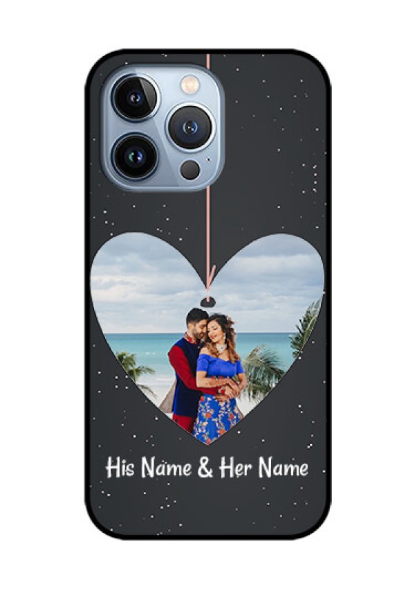 iPhone 13 Pro Custom Glass Phone Case - Hanging Heart Design
