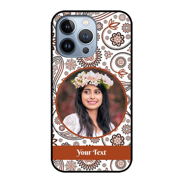 iPhone 13 Pro Custom Glass Mobile Case - Abstract Flower Design