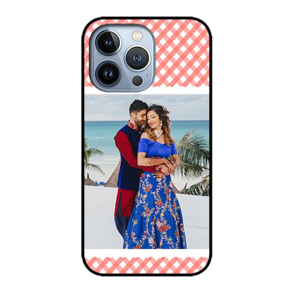 iPhone 13 Pro Personalized Glass Phone Case - Pink Pattern Design