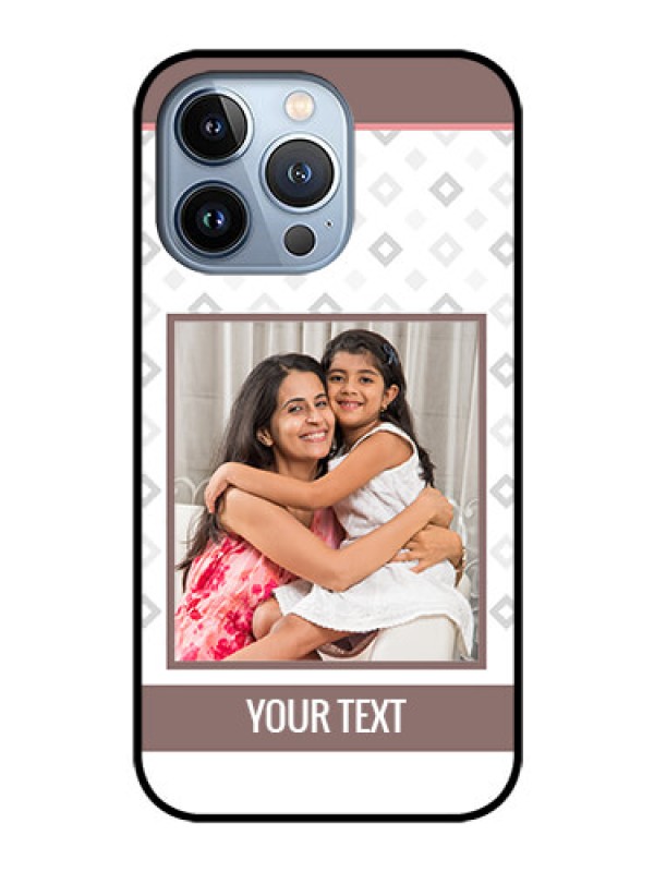 Custom iPhone 13 Pro Photo Printing on Glass Case - Simple Diamond Design