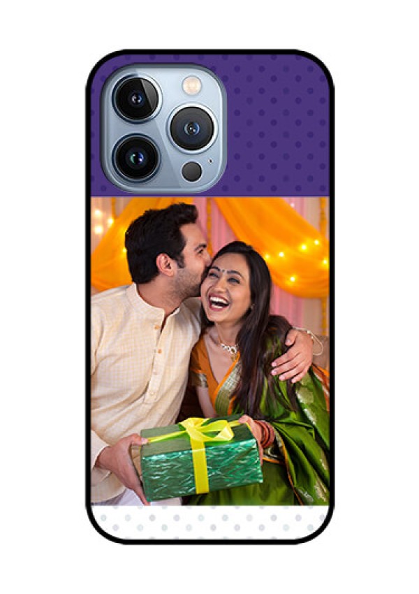 iPhone 13 Pro Personalized Glass Phone Case - Violet Pattern Design
