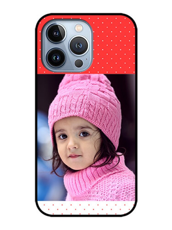Custom iPhone 13 Pro Photo Printing on Glass Case - Red Pattern Design