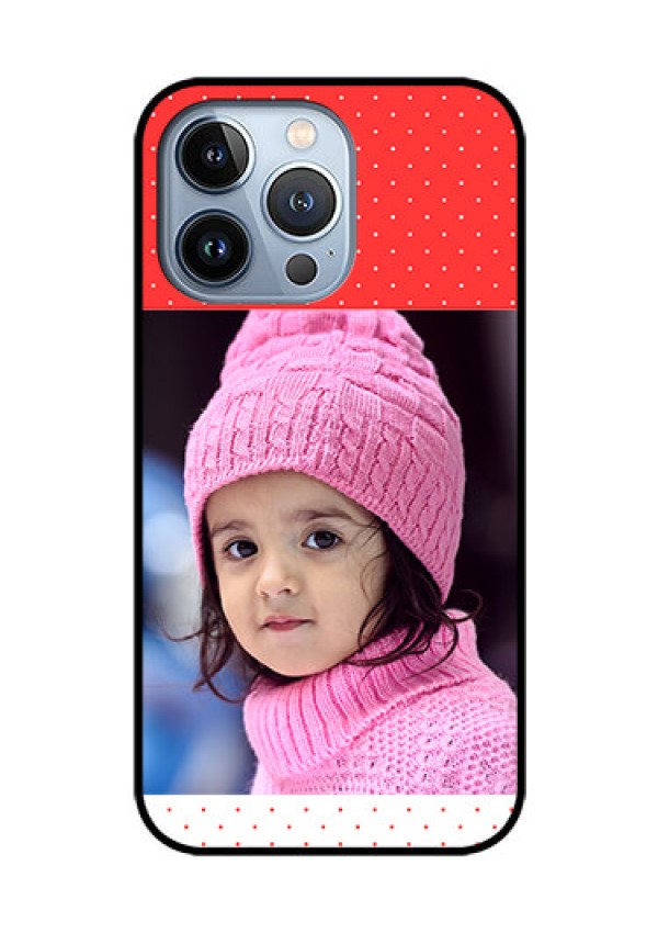 iPhone 13 Pro Photo Printing on Glass Case - Red Pattern Design