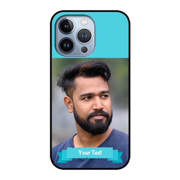 iPhone 13 Pro Personalized Glass Phone Case - Simple Blue Color Design