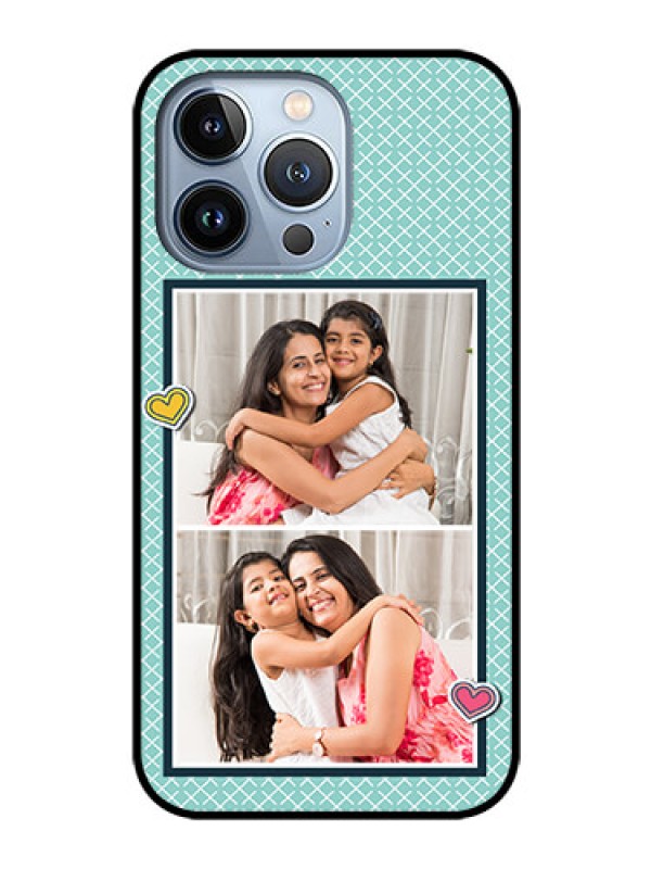 Custom iPhone 13 Pro Custom Glass Phone Case - 2 Image Holder with Pattern Design