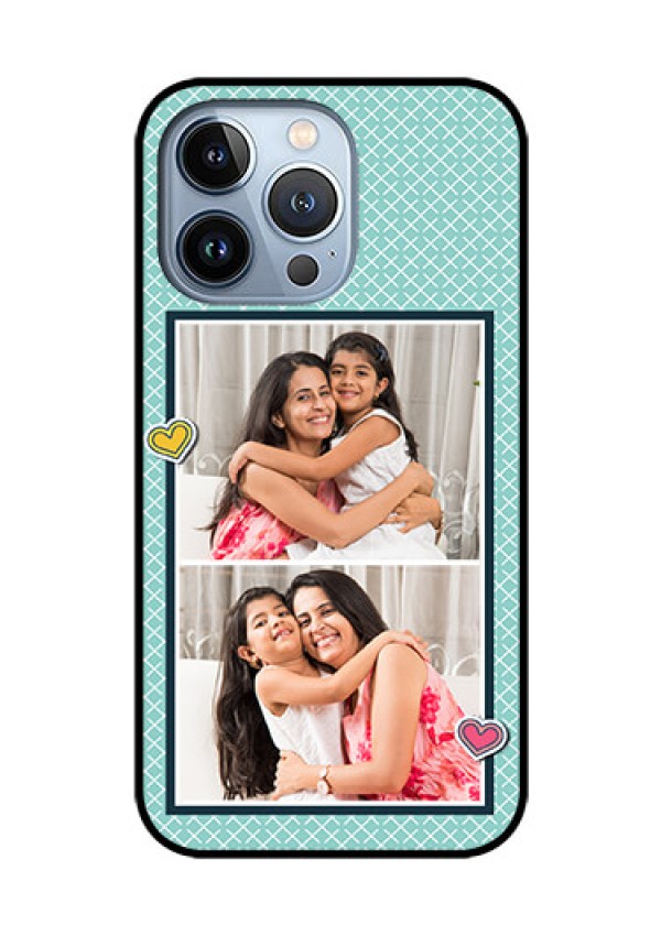 iPhone 13 Pro Custom Glass Phone Case - 2 Image Holder with Pattern Design