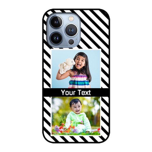 iPhone 13 Pro Photo Printing on Glass Case - Black And White Stripes Design