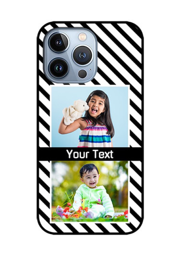 iPhone 13 Pro Photo Printing on Glass Case - Black And White Stripes Design