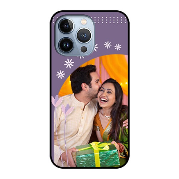 iPhone 13 Pro Custom Glass Mobile Case - Lavender flowers design