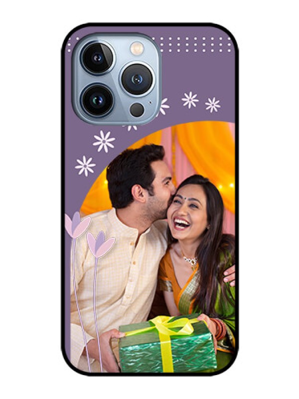 Custom iPhone 13 Pro Custom Glass Mobile Case - Lavender flowers design