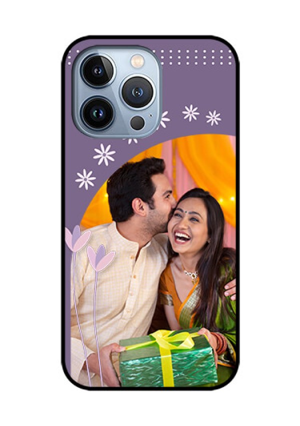 iPhone 13 Pro Custom Glass Mobile Case - Lavender flowers design