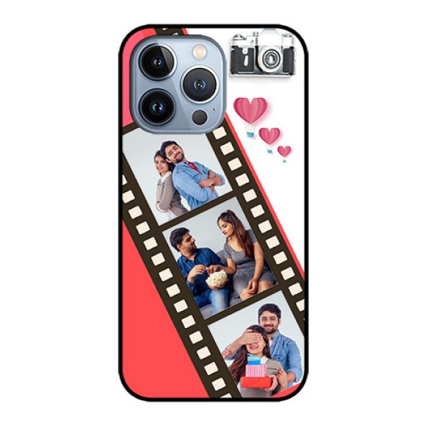 iPhone 13 Pro Personalized Glass Phone Case - 3 Image Holder with Film Reel iPhone 13 Pro Personalized Glass Phone Case - 3 Image Holder with Film Reel
