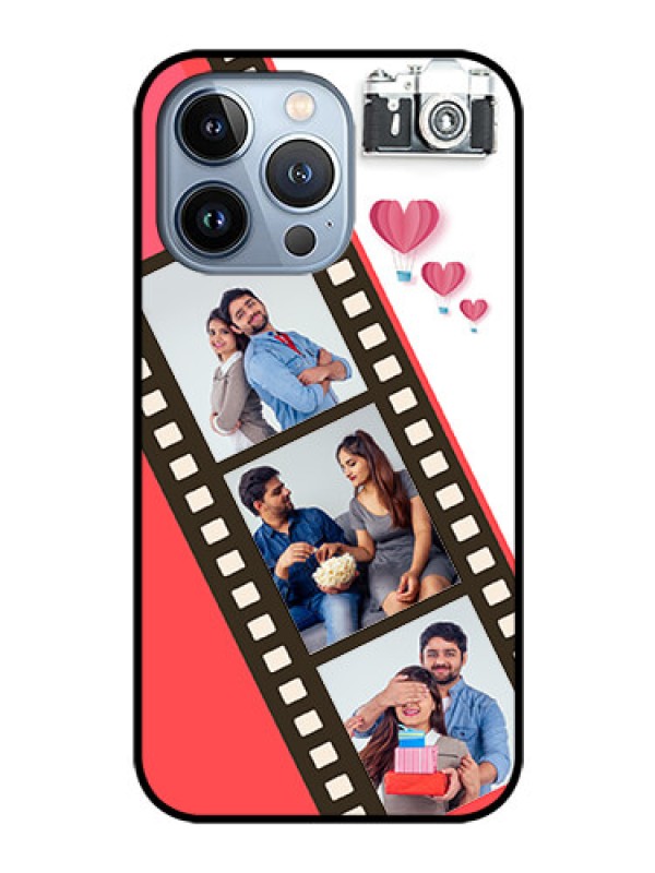 Custom iPhone 13 Pro Personalized Glass Phone Case - 3 Image Holder with Film Reel