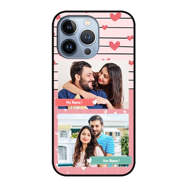 iPhone 13 Pro Custom Glass Mobile Case - Photo with Heart Design iPhone 13 Pro Custom Glass Mobile Case - Photo with Heart Design