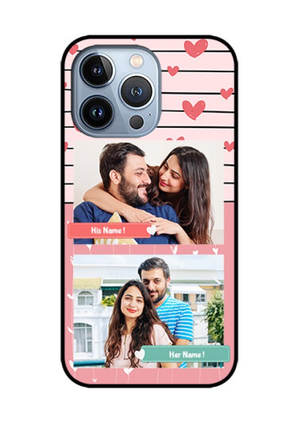 iPhone 13 Pro Custom Glass Mobile Case - Photo with Heart Design