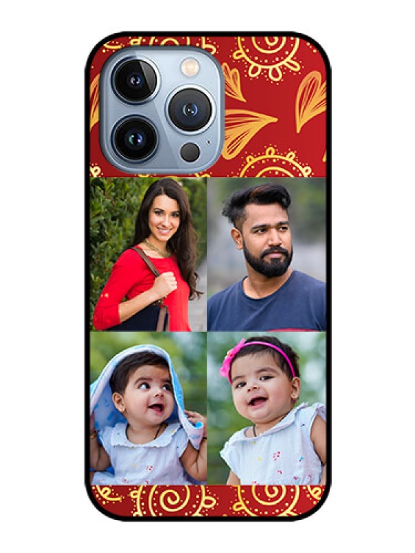 Custom iPhone 13 Pro Photo Printing on Glass Case - 4 Image Traditional Design
