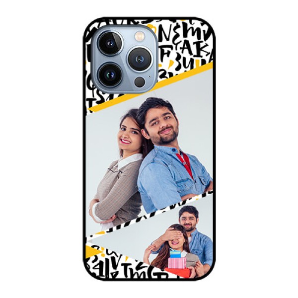 iPhone 13 Pro Custom Glass Mobile Case - Letters Pattern Design