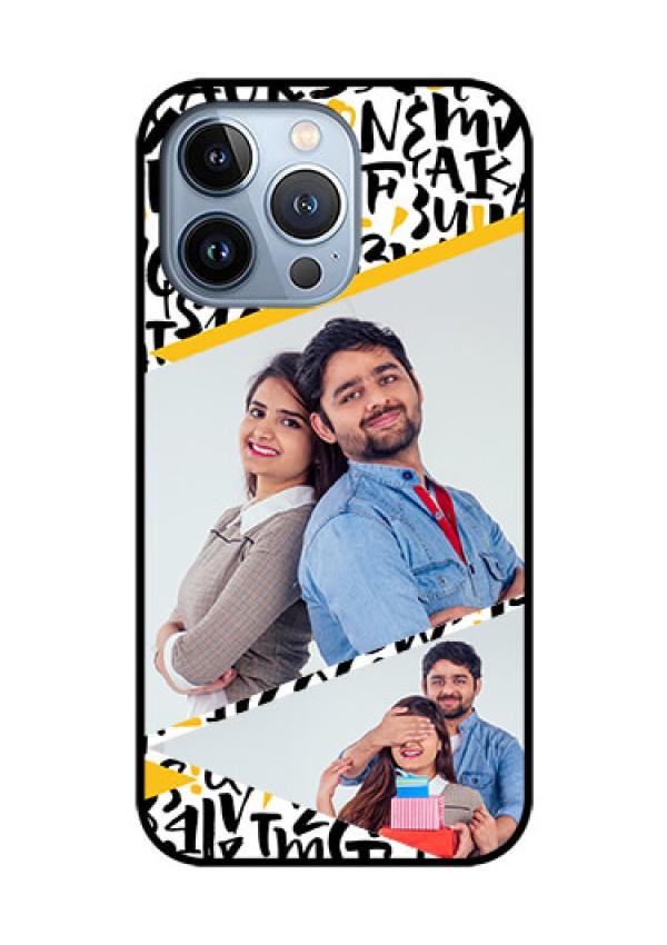 iPhone 13 Pro Custom Glass Mobile Case - Letters Pattern Design