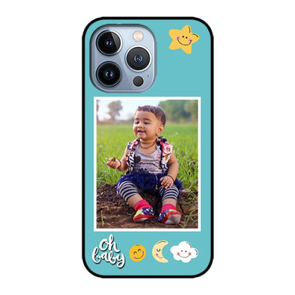 iPhone 13 Pro Personalized Glass Phone Case - Smiley Kids Stars Design iPhone 13 Pro Personalized Glass Phone Case - Smiley Kids Stars Design