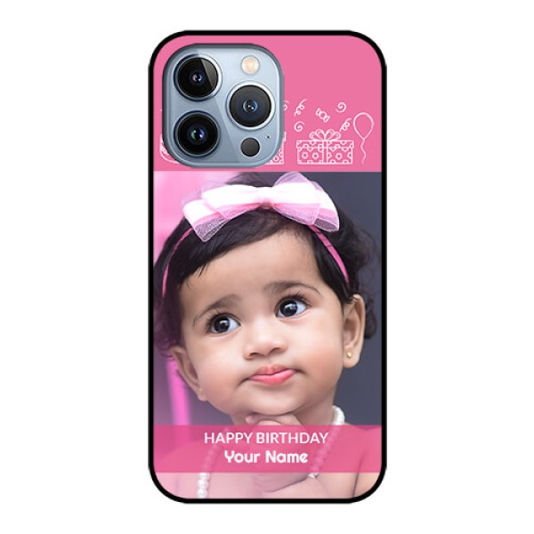 iPhone 13 Pro Photo Printing on Glass Case - with Birthday Line Art Design iPhone 13 Pro Photo Printing on Glass Case - with Birthday Line Art Design