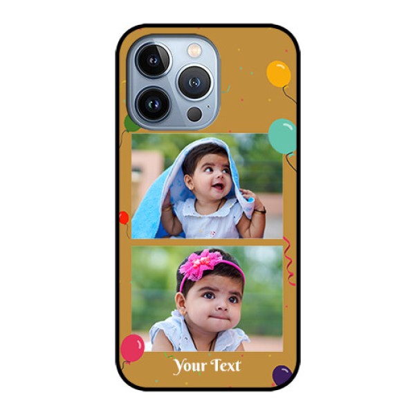 iPhone 13 Pro Personalized Glass Phone Case - Image Holder with Birthday Celebrations Design