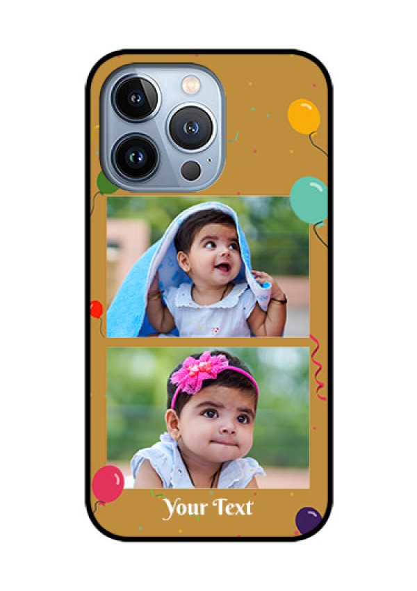 iPhone 13 Pro Personalized Glass Phone Case - Image Holder with Birthday Celebrations Design