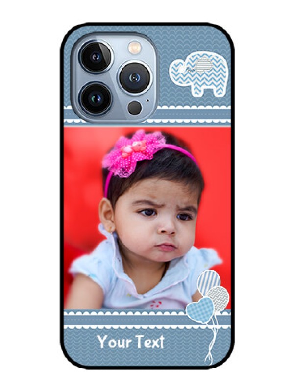 Custom iPhone 13 Pro Photo Printing on Glass Case - with Kids Pattern Design