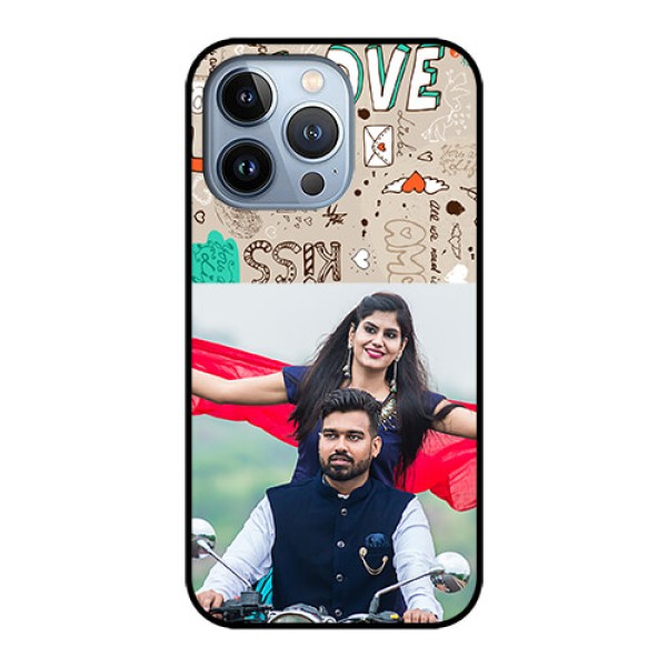 iPhone 13 Pro Custom Glass Phone Case - Love Doodle Pattern
