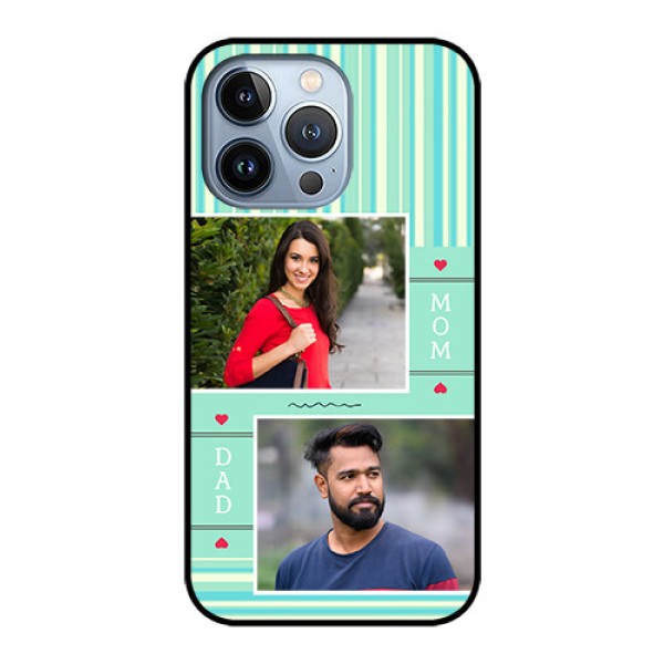 iPhone 13 Pro Custom Glass Phone Case - Mom & Dad Pic Design