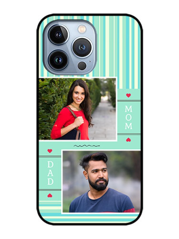 Custom iPhone 13 Pro Custom Glass Phone Case - Mom & Dad Pic Design