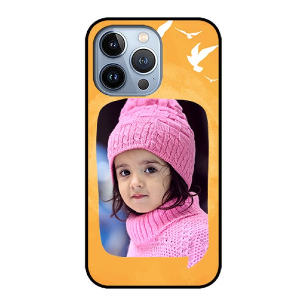 iPhone 13 Pro Personalized Glass Phone Case - Water Color Design with Bird Icons