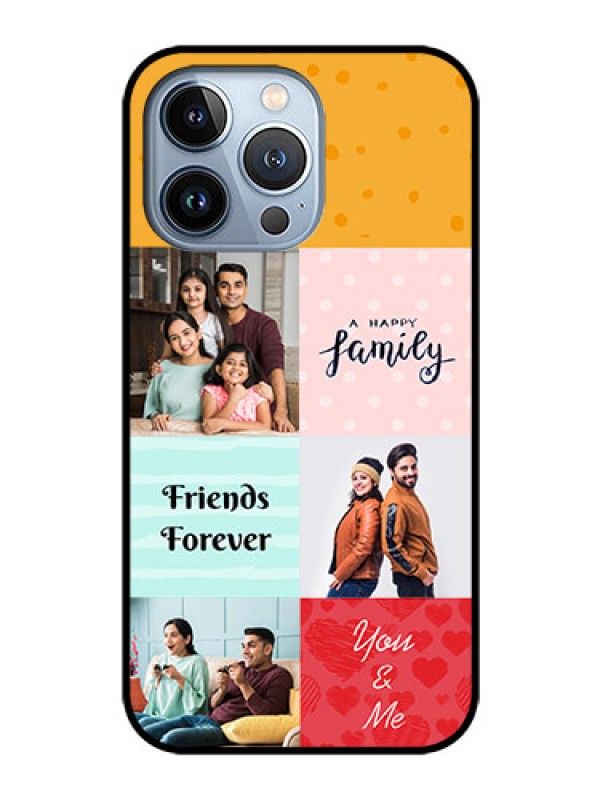 Custom iPhone 13 Pro Personalized Glass Phone Case - Images with Quotes Design