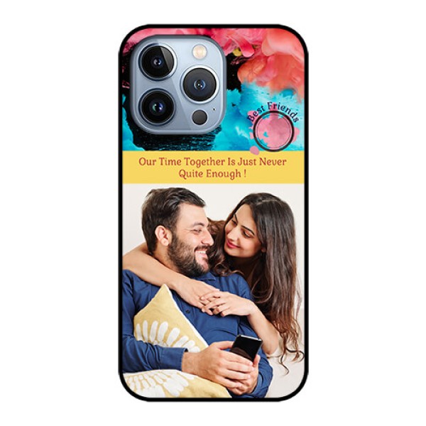 iPhone 13 Pro Custom Glass Mobile Case - Quote with Acrylic Painting Design