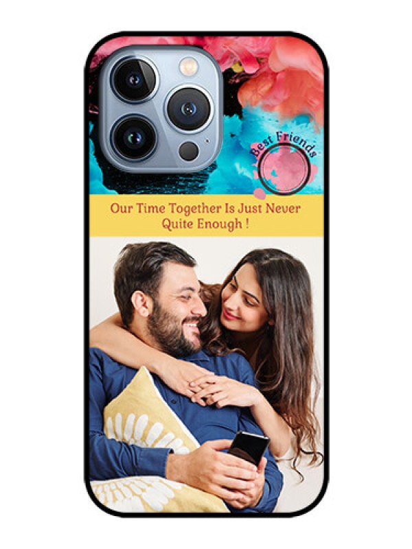 Custom iPhone 13 Pro Custom Glass Mobile Case - Quote with Acrylic Painting Design