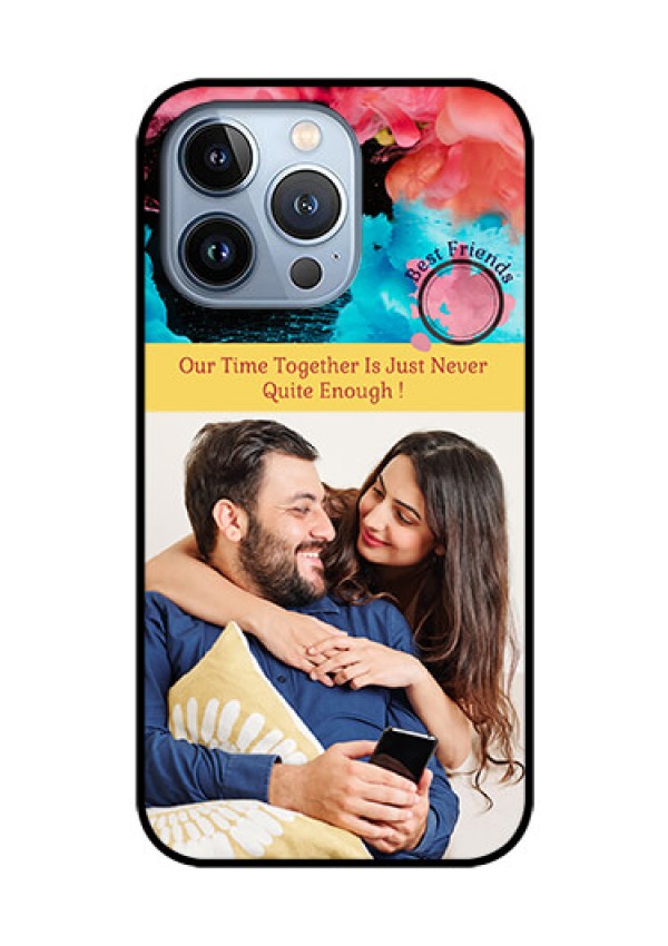 iPhone 13 Pro Custom Glass Mobile Case - Quote with Acrylic Painting Design