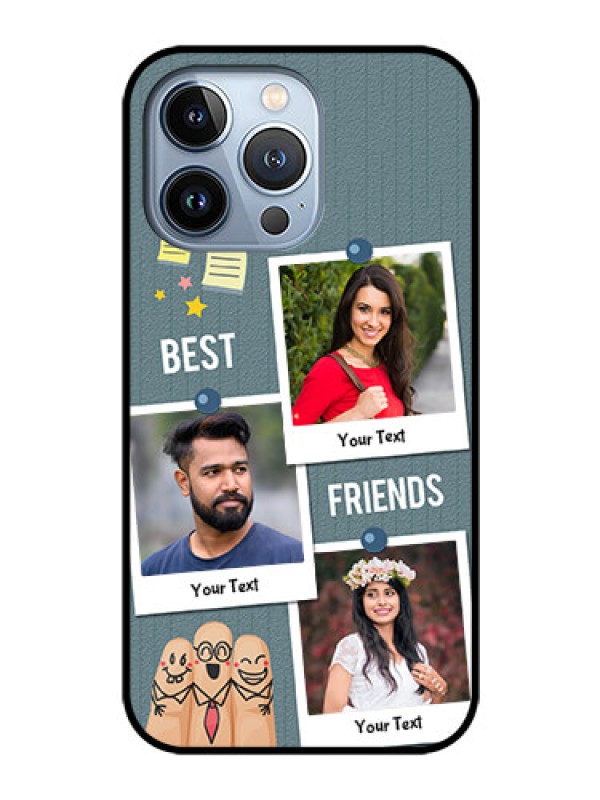 Custom iPhone 13 Pro Personalized Glass Phone Case - Sticky Frames and Friendship Design