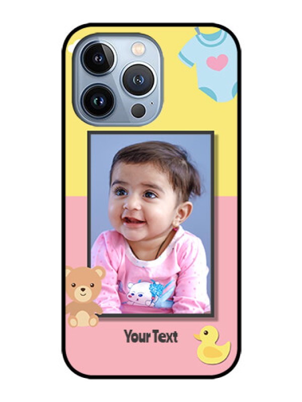 Custom iPhone 13 Pro Photo Printing on Glass Case - Kids 2 Color Design