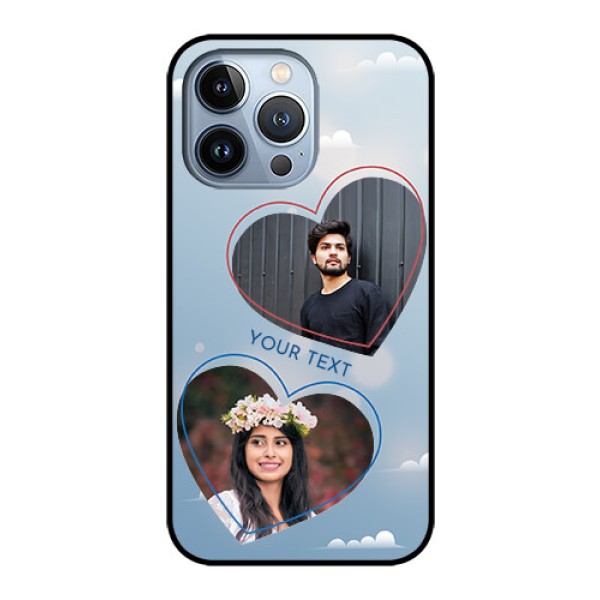 iPhone 13 Pro Custom Glass Mobile Case - Blue Color Couple Design iPhone 13 Pro Custom Glass Mobile Case - Blue Color Couple Design