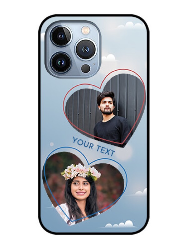 Custom iPhone 13 Pro Custom Glass Mobile Case - Blue Color Couple Design