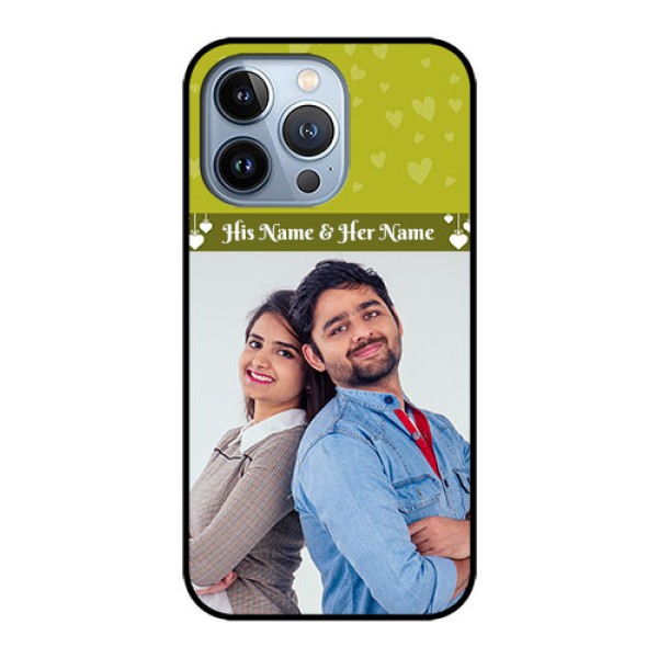 iPhone 13 Pro Custom Glass Phone Case - You & Me Heart Design