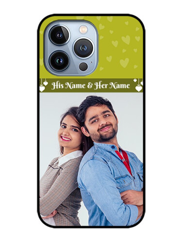 Custom iPhone 13 Pro Custom Glass Phone Case - You & Me Heart Design