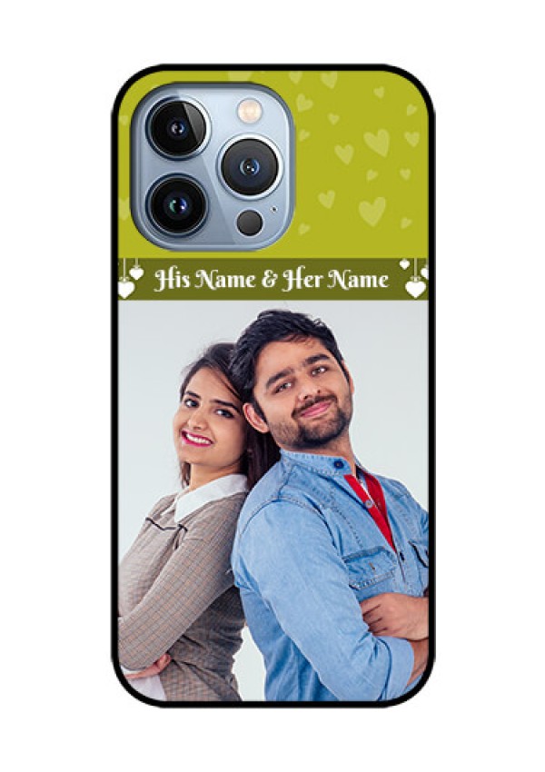 iPhone 13 Pro Custom Glass Phone Case - You & Me Heart Design
