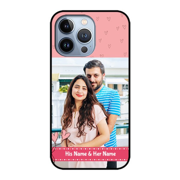 iPhone 13 Pro Personalized Glass Phone Case - Love Design Peach Color iPhone 13 Pro Personalized Glass Phone Case - Love Design Peach Color