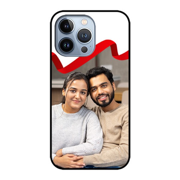 iPhone 13 Pro Photo Printing on Glass Case - Red Ribbon Frame Design