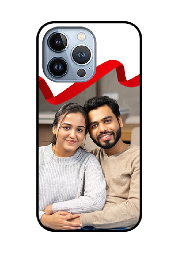 iPhone 13 Pro Photo Printing on Glass Case - Red Ribbon Frame Design