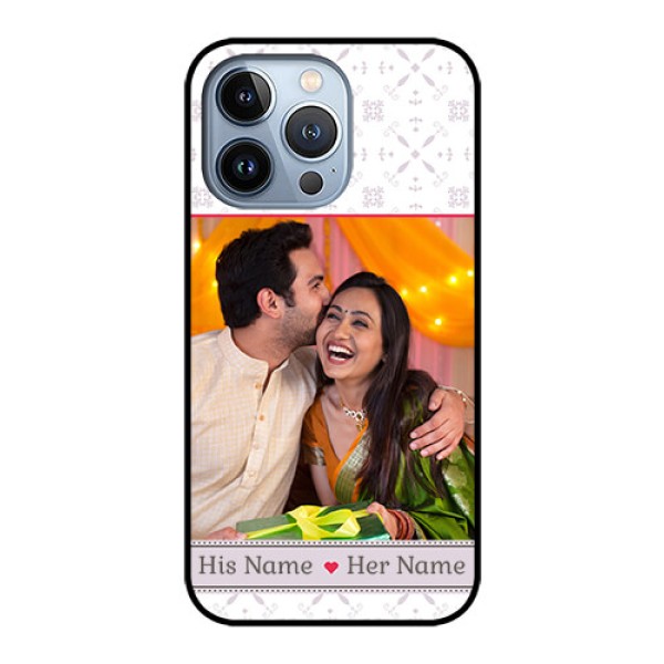 iPhone 13 Pro Custom Glass Mobile Case - with Photo and Ethnic Design iPhone 13 Pro Custom Glass Mobile Case - with Photo and Ethnic Design