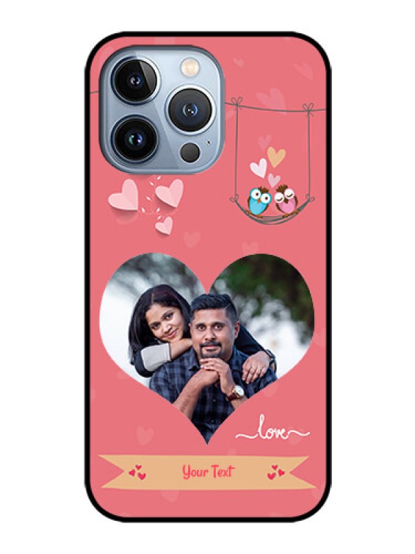 Custom iPhone 13 Pro Personalized Glass Phone Case - Peach Color Love Design