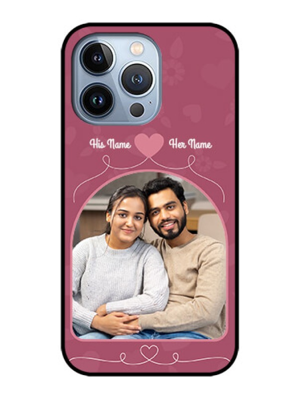 Custom iPhone 13 Pro Photo Printing on Glass Case - Love Floral Design